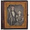 [EARLY PHOTOGRAPHY]. Sixth plate daguerreotype of Native American child and white child with accompanying image. N.p.: n.p., n.d.
