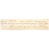 JACKSON, Andrew (1767-1845). Clipped signature ("Andrew Jackson"), as President. [Washington], 1 April 1831.  6 7/8 x 1 5/8 in., creased, with adhesiv