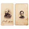 GARFIELD, James A. (1831-1881) and Lucretia GARFIELD (1832-1918). Pair of CDVs highlighted by autographed example, comprising: