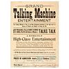 [ENTERTAINMENT - PHONOGRAPHS]. Grand Talking Machine Entertainment. N.p.: n.p., [ca 1880s-1890s].