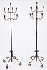 Pair of Wrought Iron Standing Candelabras