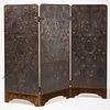 Leather and Brass Bound Folding Screen
