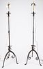Pair Wrought Iron Standing Lamps