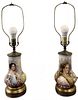 Pair of Vienna Porcelain Table Lamps. Hand Painted.