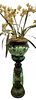 Green Majolica Plant Stand Jardiniere and Stand