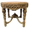 Carved Marble Top Rose and Grape Center Table