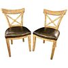 Pair of Black Leather Seat Side Chairs