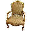 Louis XV Style Gilt Wood Arm Bergere Chair