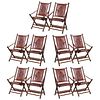 Set Ten Leather Bamboo Style Folding Chairs
