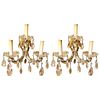 Pair of Three Light Crystal Candelabra Wall Sconce