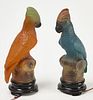 Two Vintage Glass Parrot Lamps