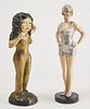 Plaster Bather and Cement Figure with Gold Pants