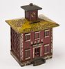 Cast Iron Bank with Stenciled Yellow Roof