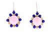 Pink Opal & Lapis Lazuli 14k Yellow Gold Earrings