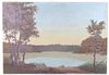 F. Nielsen Original Lake Landscape Oil Painting