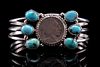 Navajo Herbert Tsosie Silver & Turquoise Bracelet