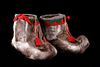 Eskimo Inuit Caribou Hide & Trade Cloth Moccasins