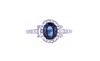 Blue Sapphire & Diamond 18k White Gold Ring
