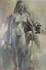 20th C. Figural Standing Nude, Signed Wine