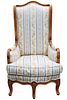 Antique Floral Upholstered Tall Wingback Chair