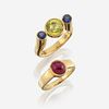 Two gem-set and eighteen karat gold rings