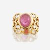 An eighteen karat gold, pink tourmaline, and diamond ring, Christian Dior