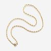 A cultured pearl, bead, and fourteen karat gold necklace