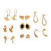 A Collection of Gold Stud & Dangle Earrings