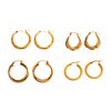 Four Pairs of 14K Yellow Gold Hoop Earrings