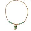 18k Gold Diamond Emerald Necklace 