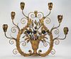 Italian Toleware Lyre Form Wall Sconce