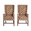 Pair of Hickory Chair Upholstered Wing Chairs