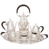 TEA AND COFFEE SET MEXICO, 20TH CENTURY 0.925 STERLING SILVER, AVANTI, Weight: 8,382 g, 11" (28 cm) in height, Pieces 7
