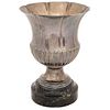 CHALICE FRANCE, 19TH CENTURY Made in silver with gadrooned design and green marble base. Conservation details 9" (23 cm) in height