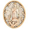 VIRGIN OF GUADALUPE MEXICO, Ca. 1900. Made of carved and inked ivory. Conservation details. 2.9 x 2.7" (7.5 x 7 cm)