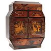 BUREAU SECRETAIRE FRANCE, 19TH CENTURY Chinese style Lacquered and marqueted wood. 14.9 x 11.6 x 5.3" (38 x 29.5 x 13.5 cm)