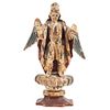 ST MICHAEL ARCHANGEL MEXICO, 19TH CENTURY Gilded and polychrome wood carving. Includes glass eyes. 12.2" (31 cm) tall