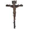 CRUCIFIED CHRIST MEXICO, 19TH CENTURY Polychrome wood carving. Conservation details. 55.9 x 33.8" (142 x 86 cm)
