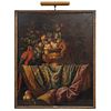 NATURALEZA MUERTA CON GUACAMAYA BELGIUM EARLY 18TH CENTURY Oil on canvas 46.8 x 38.1" (119 x 97 cm)