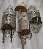 4 Antique Inlaid Middle Eastern Turban Stands ?