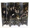 Vintage Asian 6 Panel Lacquered Screen