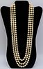 JEWELRY. 14kt Gold and Triple Strand Pearl