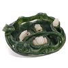 A GREEN JADE AND WHITE JADE LOTUS-FORM BRUSHPOT