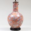 Chinese Iron Red and Blue Glazed Porcelain Bottle Vase Mounted as a Lamp