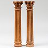 Pair of Carved Wood Fluted Ionic Columns