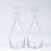 Pair of Cut Glass Decanters and an Opaque Glass Center Bowl