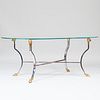 American Regency Style Chrome and Brass Table with Glass Top
