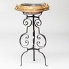 Renaissance Style Brass Basin and a Wrought Iron Wash Stand
