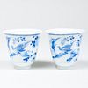Pair of Chinese Blue and White Eggshell Porcelain Cups