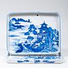 Pair of Chinese Blue and White Porcelain Rectangular Platters